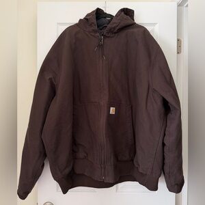 Carhartt Men's 4XL Washed Duck Insulated Active Hooded Jacket Brown EUC